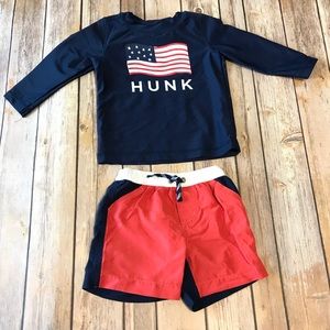 Carters Boys 9M Rashguard & Swim Trunks